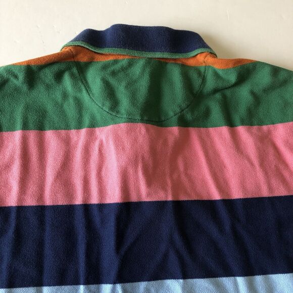 Lands End Mens Collared Short Sleeve Polo Shirt Multicolor Striped Size Large - Picture 9 of 13
